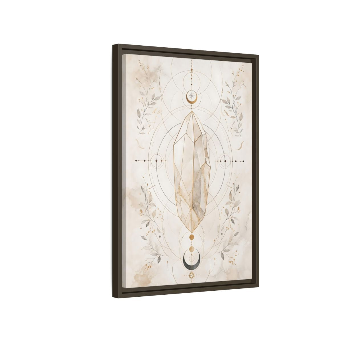 Side Mockup 2. Abstract Crystal Gold Crystal Geometry shown as stretched canvas wall art