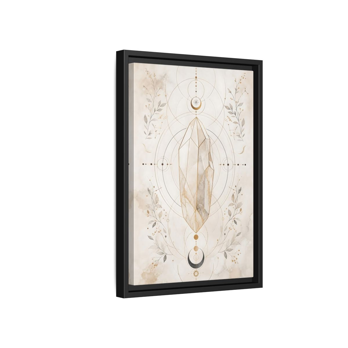 Side Mockup 6. Abstract Crystal Gold Crystal Geometry shown as stretched canvas wall art