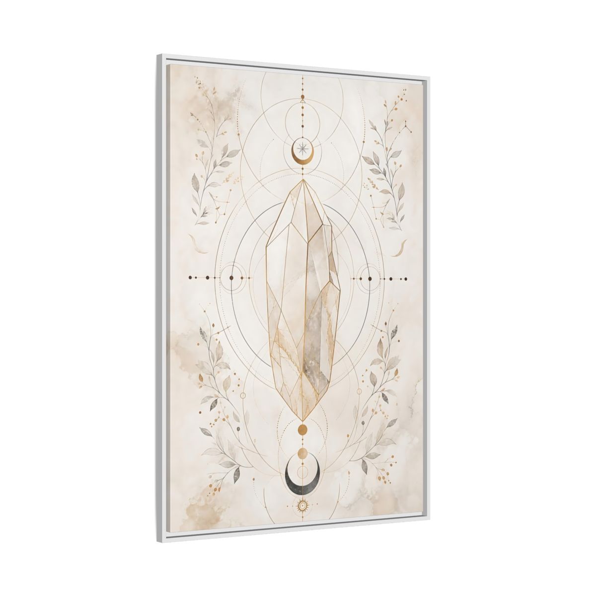 Side Mockup 7. Abstract Crystal Gold Crystal Geometry shown as stretched canvas wall art