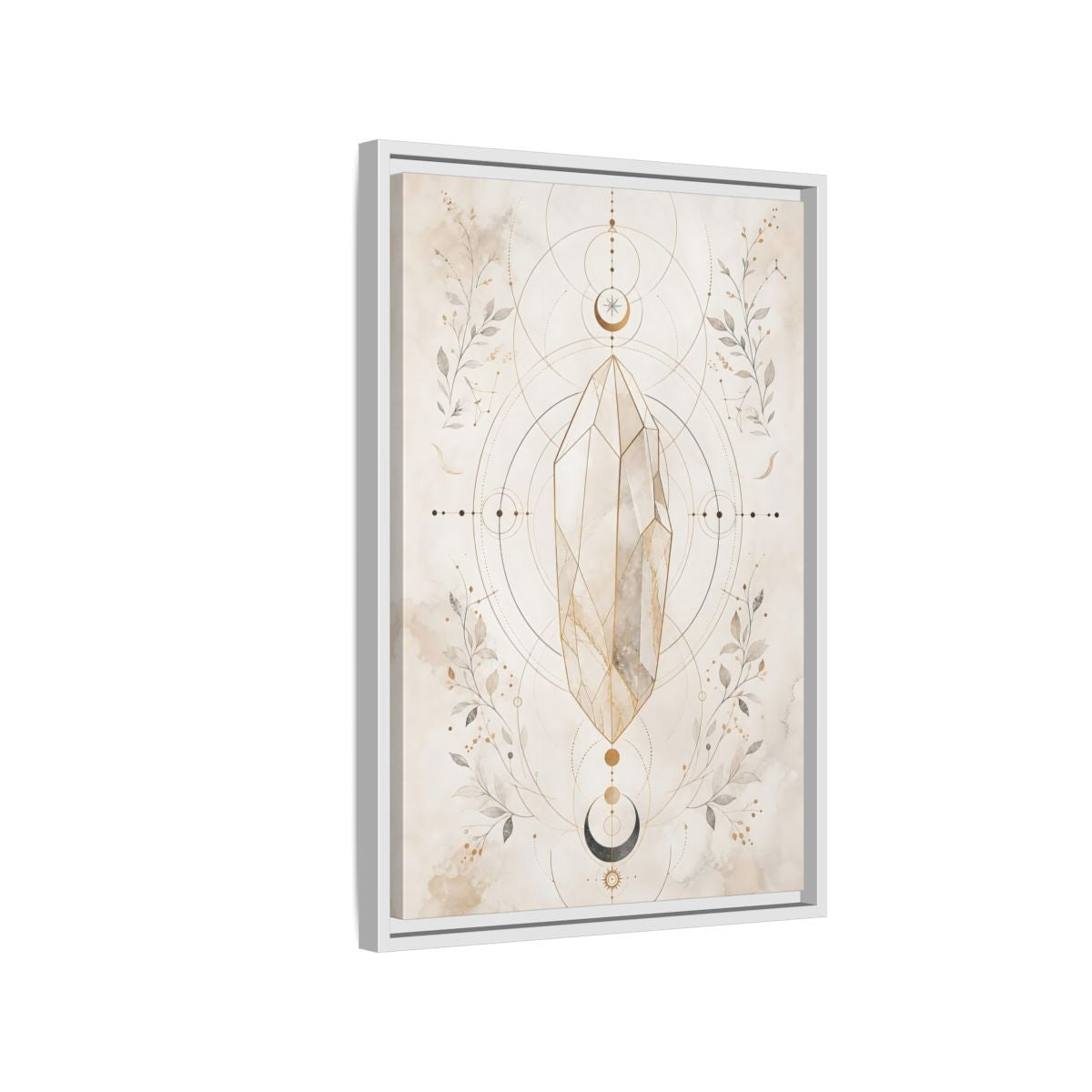 Side Mockup 1. Abstract Crystal Gold Crystal Geometry shown as stretched canvas wall art