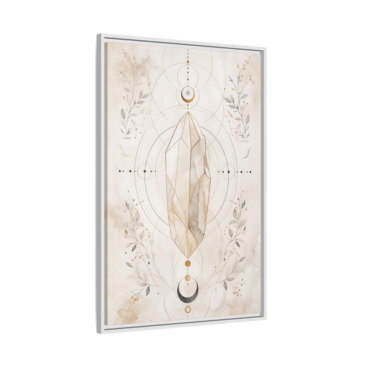 Side Mockup 9. Abstract Crystal Gold Crystal Geometry shown as stretched canvas wall art