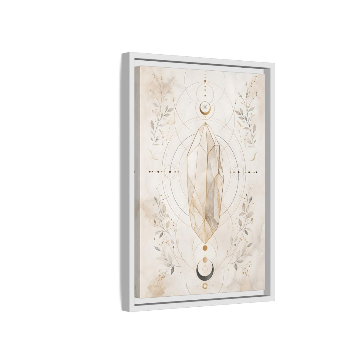 Side Mockup 4. Abstract Crystal Gold Crystal Geometry shown as stretched canvas wall art