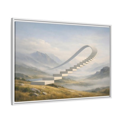 Side Mockup 9. Abstract Curved Staircase Misty Staircase shown as stretched canvas wall art