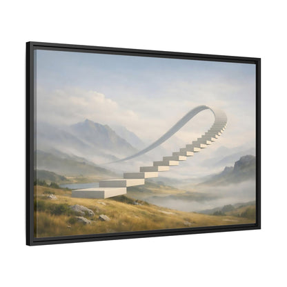 Side Mockup 13. Abstract Curved Staircase Misty Staircase shown as stretched canvas wall art