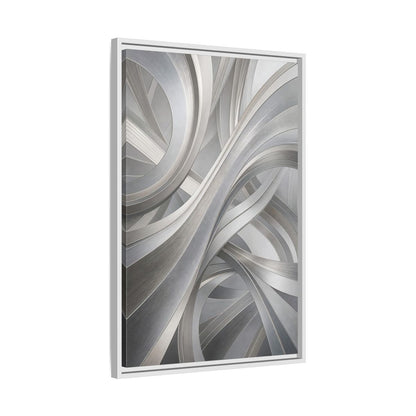 Side Mockup 10. Abstract Abstract Curves Silver Grey Abstract shown as stretched canvas wall art