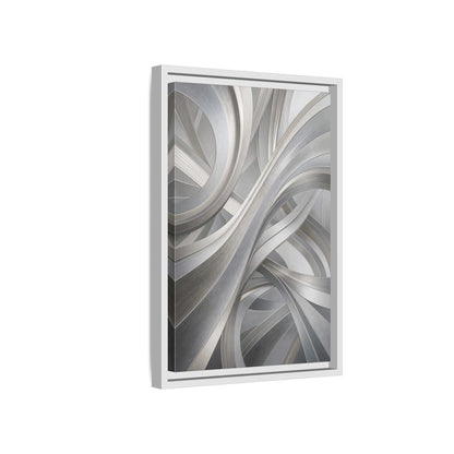Side Mockup 4. Abstract Abstract Curves Silver Grey Abstract shown as stretched canvas wall art