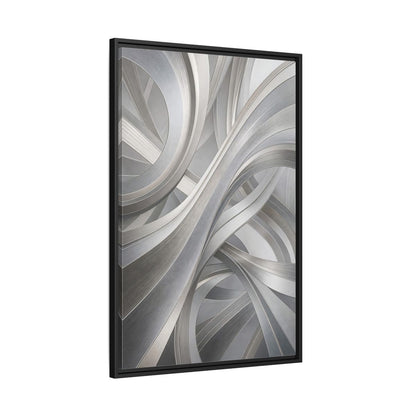 Side Mockup 13. Abstract Abstract Curves Silver Grey Abstract shown as stretched canvas wall art