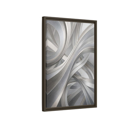 Side Mockup 2. Abstract Abstract Curves Silver Grey Abstract shown as stretched canvas wall art