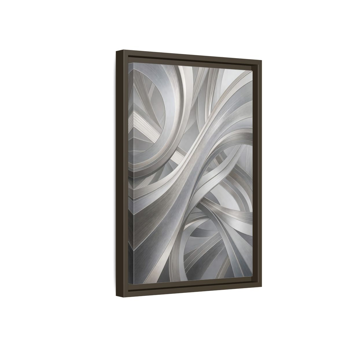Side Mockup 5. Abstract Abstract Curves Silver Grey Abstract shown as stretched canvas wall art
