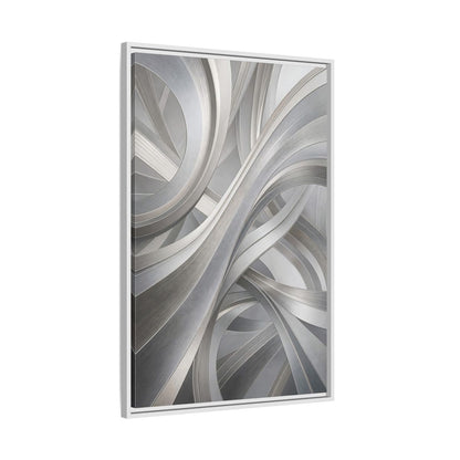 Side Mockup 9. Abstract Abstract Curves Silver Grey Abstract shown as stretched canvas wall art