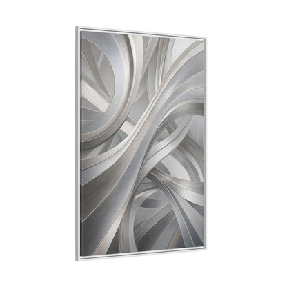 Side Mockup 7. Abstract Abstract Curves Silver Grey Abstract shown as stretched canvas wall art