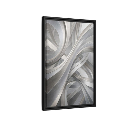 Side Mockup 3. Abstract Abstract Curves Silver Grey Abstract shown as stretched canvas wall art