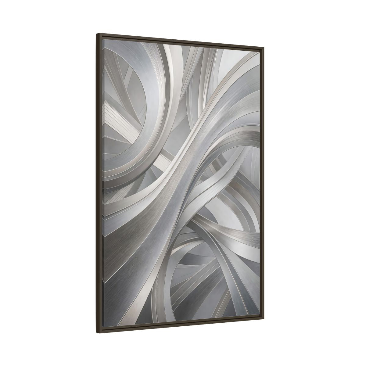 Side Mockup 8. Abstract Abstract Curves Silver Grey Abstract shown as stretched canvas wall art