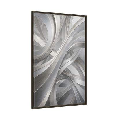 Side Mockup 8. Abstract Abstract Curves Silver Grey Abstract shown as stretched canvas wall art