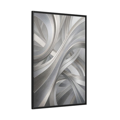 Side Mockup 12. Abstract Abstract Curves Silver Grey Abstract shown as stretched canvas wall art