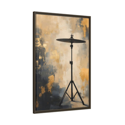 Main Mockup. Abstract Cymbal Gold And Black Abstract shown as framed canvas print