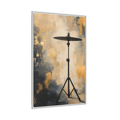 Side Mockup 7. Abstract Cymbal Gold And Black Abstract shown as framed canvas print