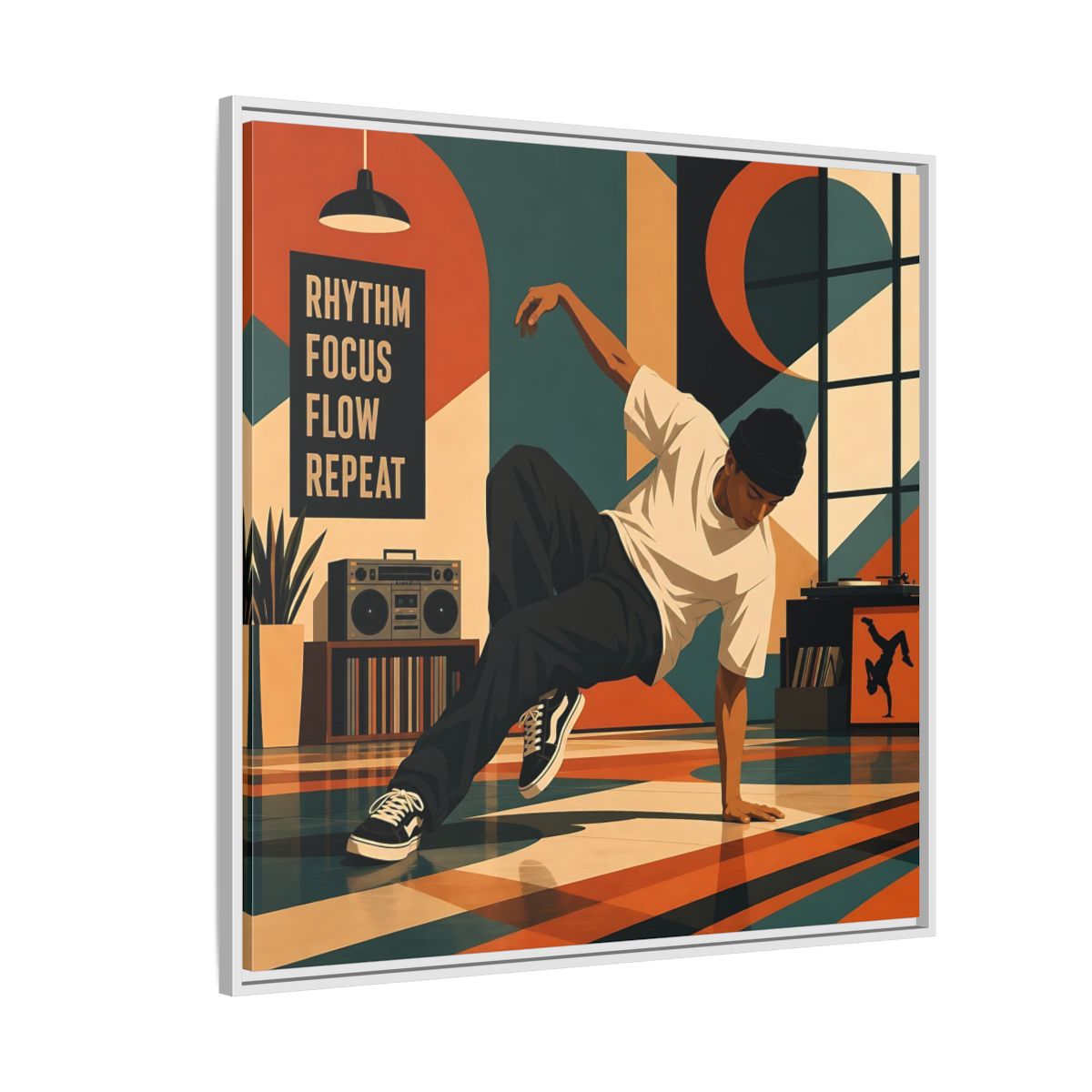 Side Mockup 4. Abstract Dancer Abstract Dance Art shown as framed canvas print