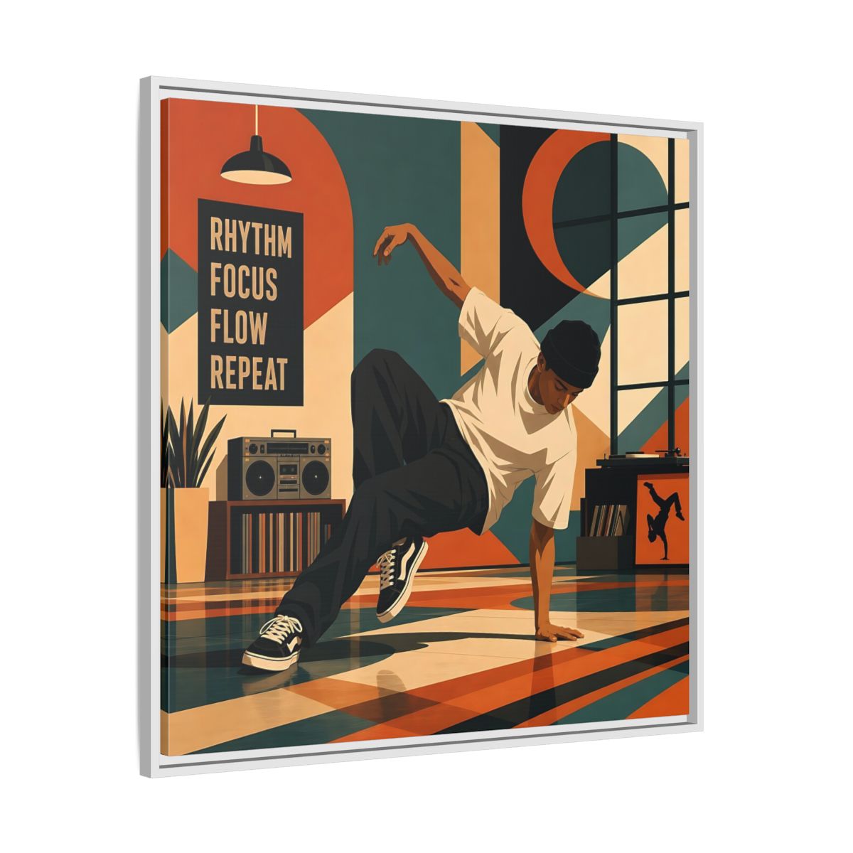 Side Mockup 25. Abstract Dancer Abstract Dance Art shown as framed canvas print