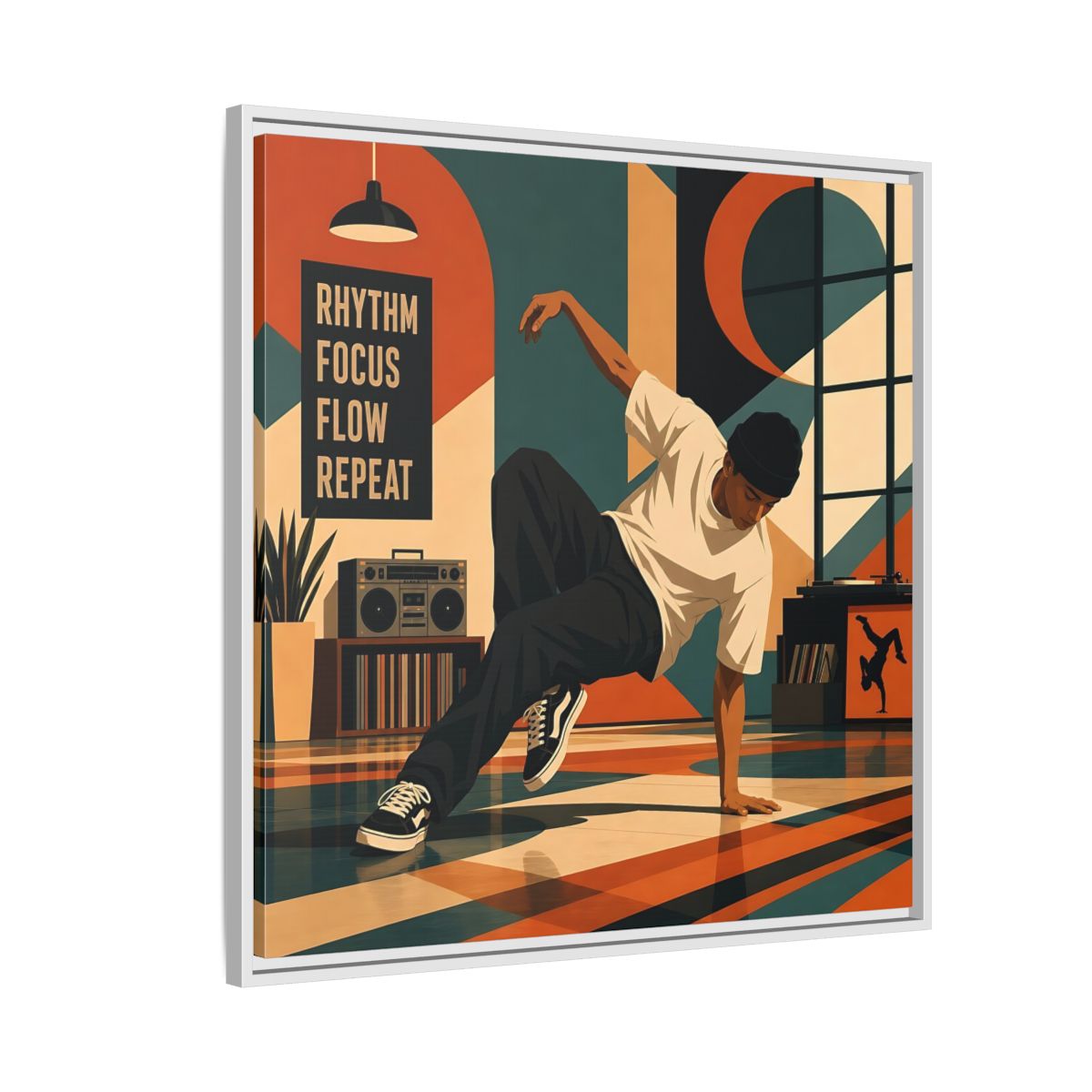 Side Mockup 7. Abstract Dancer Abstract Dance Art shown as framed canvas print