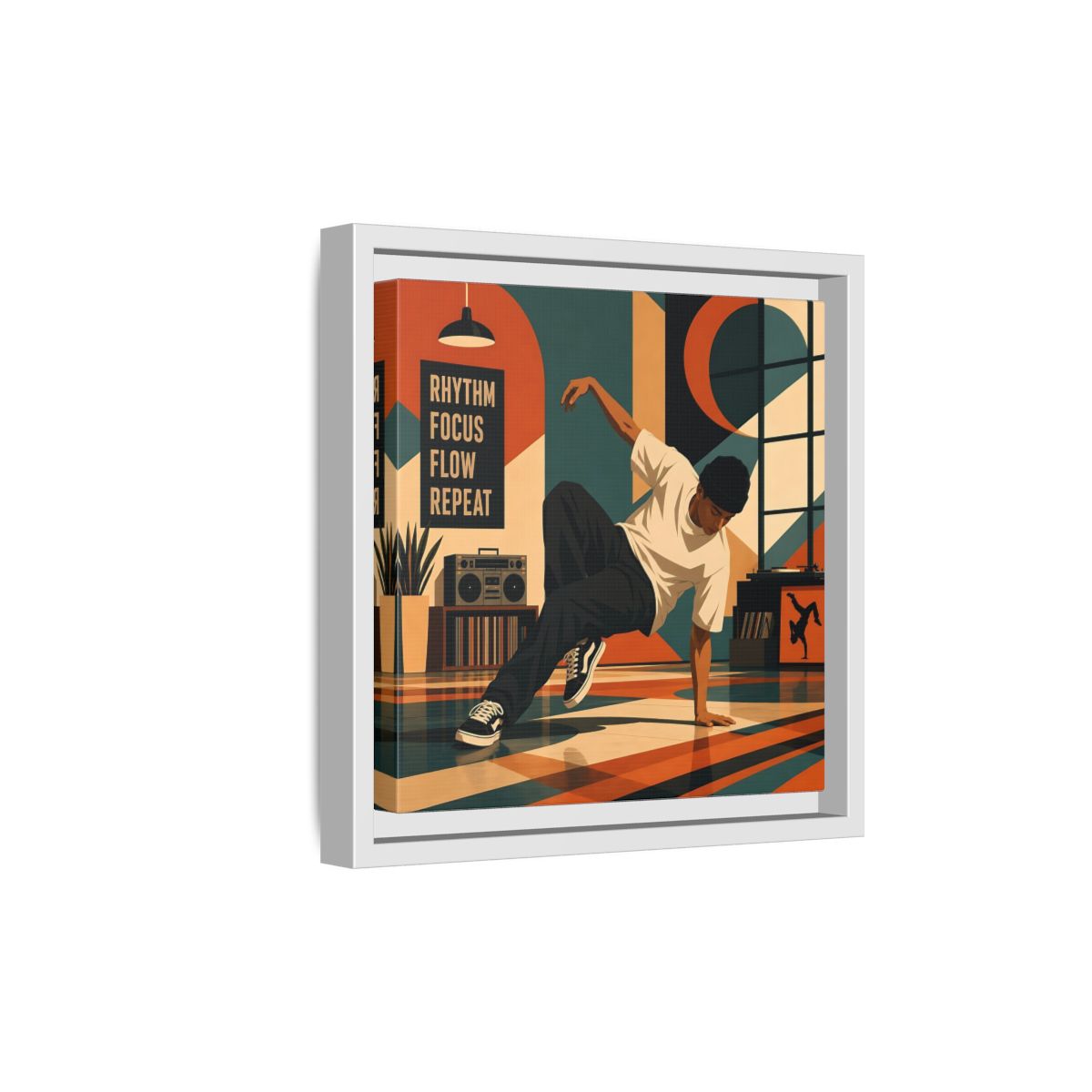 Side Mockup 19. Abstract Dancer Abstract Dance Art shown as framed canvas print