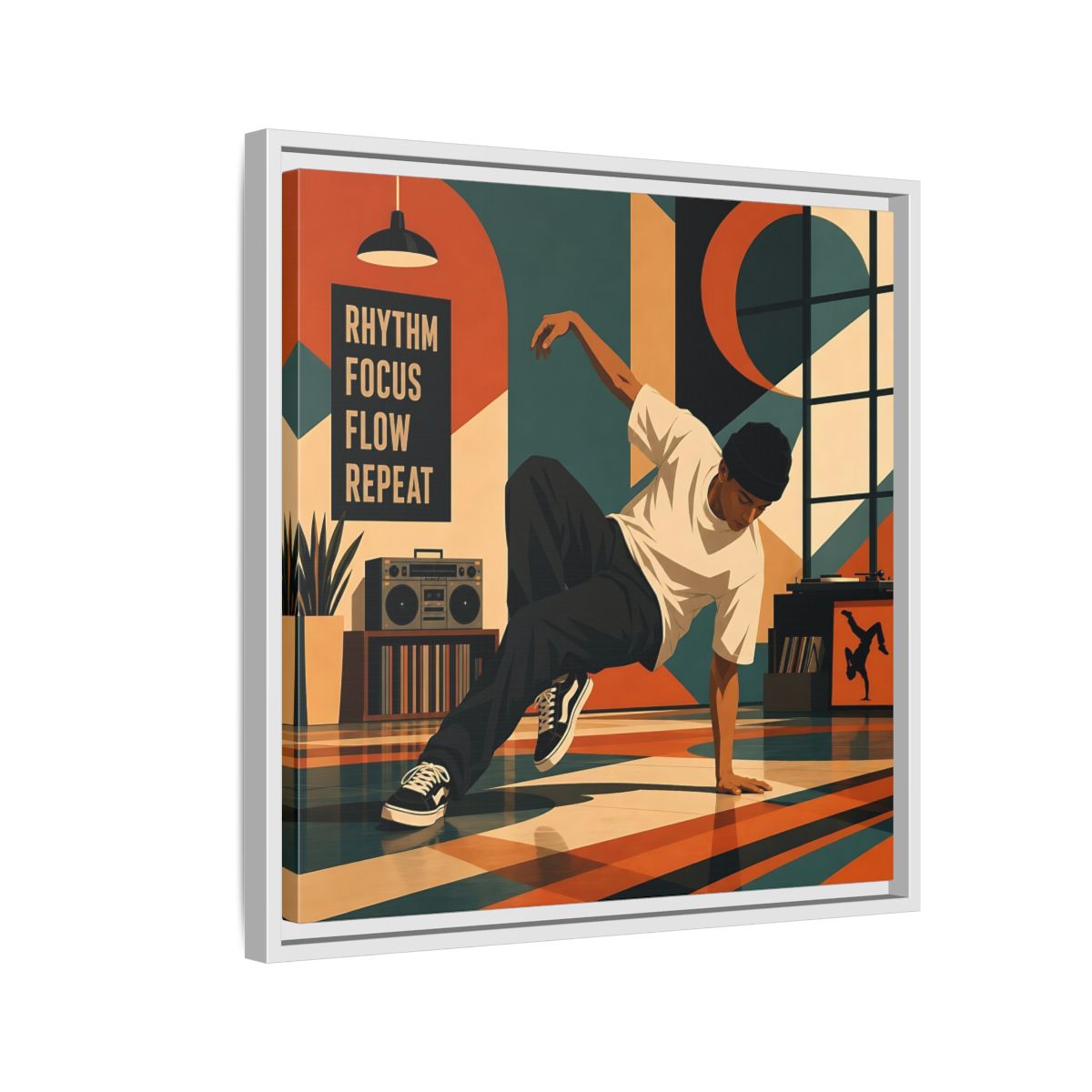 Side Mockup 10. Abstract Dancer Abstract Dance Art shown as framed canvas print
