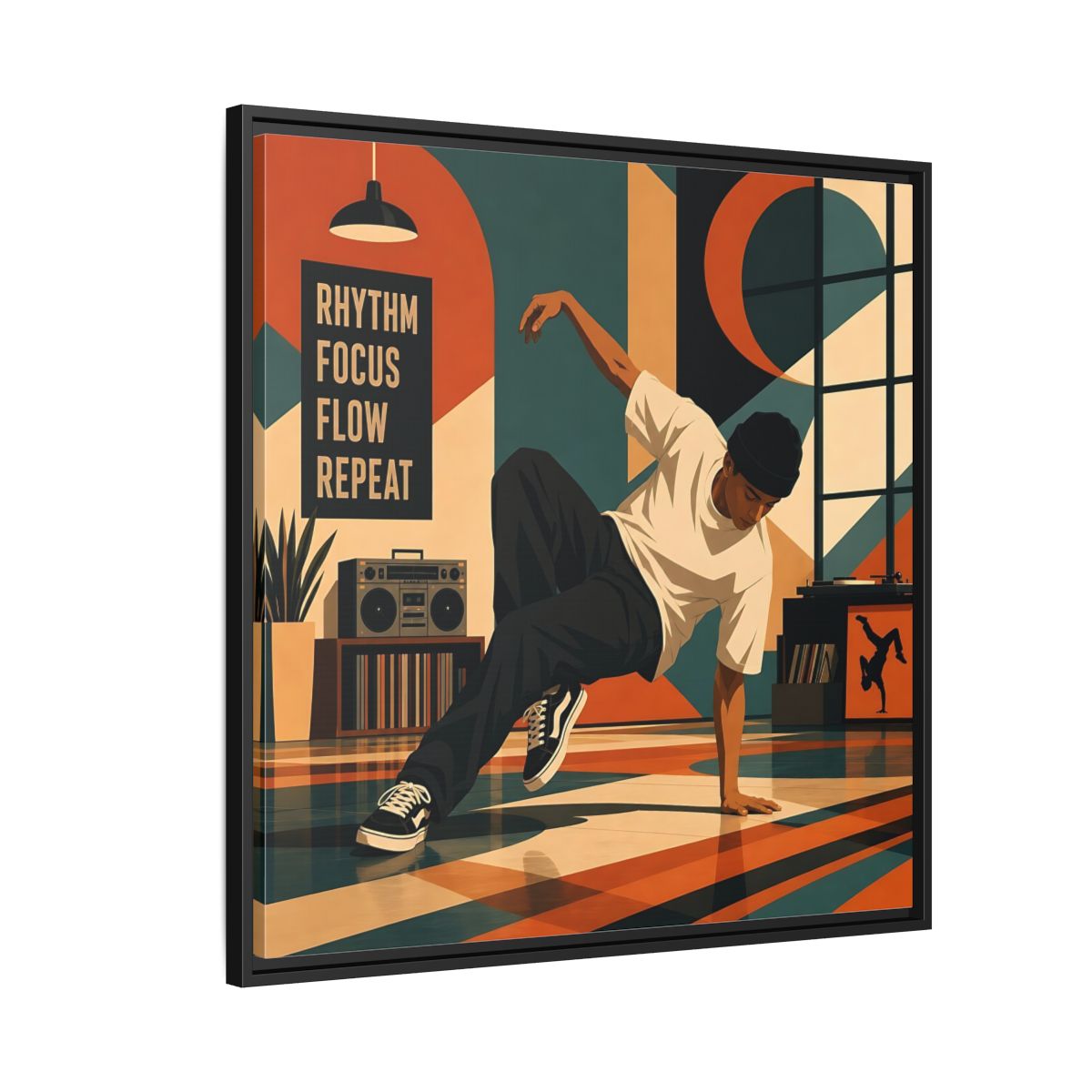 Side Mockup 9. Abstract Dancer Abstract Dance Art shown as framed canvas print