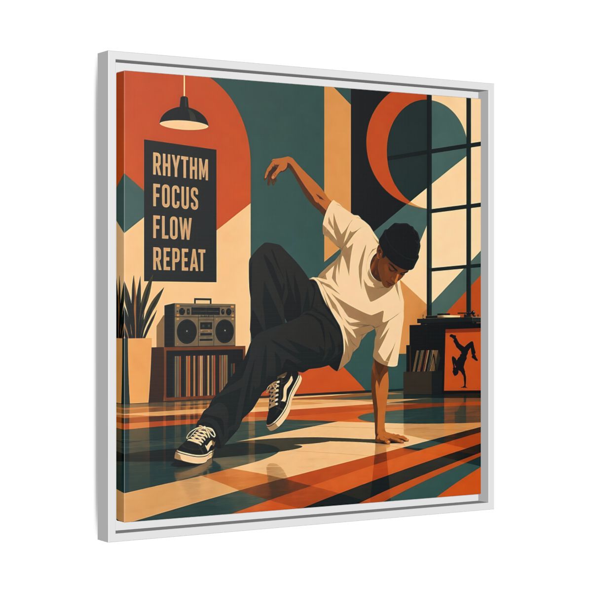 Side Mockup 26. Abstract Dancer Abstract Dance Art shown as framed canvas print