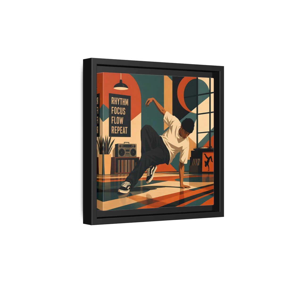 Side Mockup 21. Abstract Dancer Abstract Dance Art shown as framed canvas print
