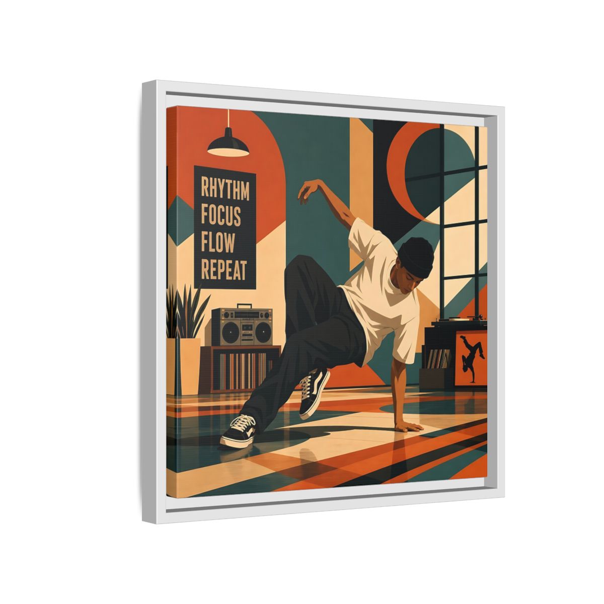 Side Mockup 13. Abstract Dancer Abstract Dance Art shown as framed canvas print