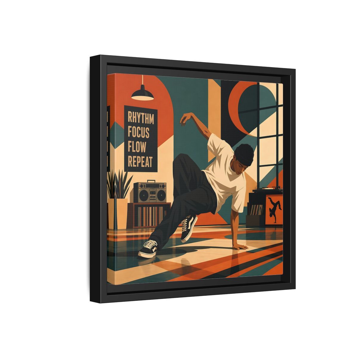 Side Mockup 18. Abstract Dancer Abstract Dance Art shown as framed canvas print