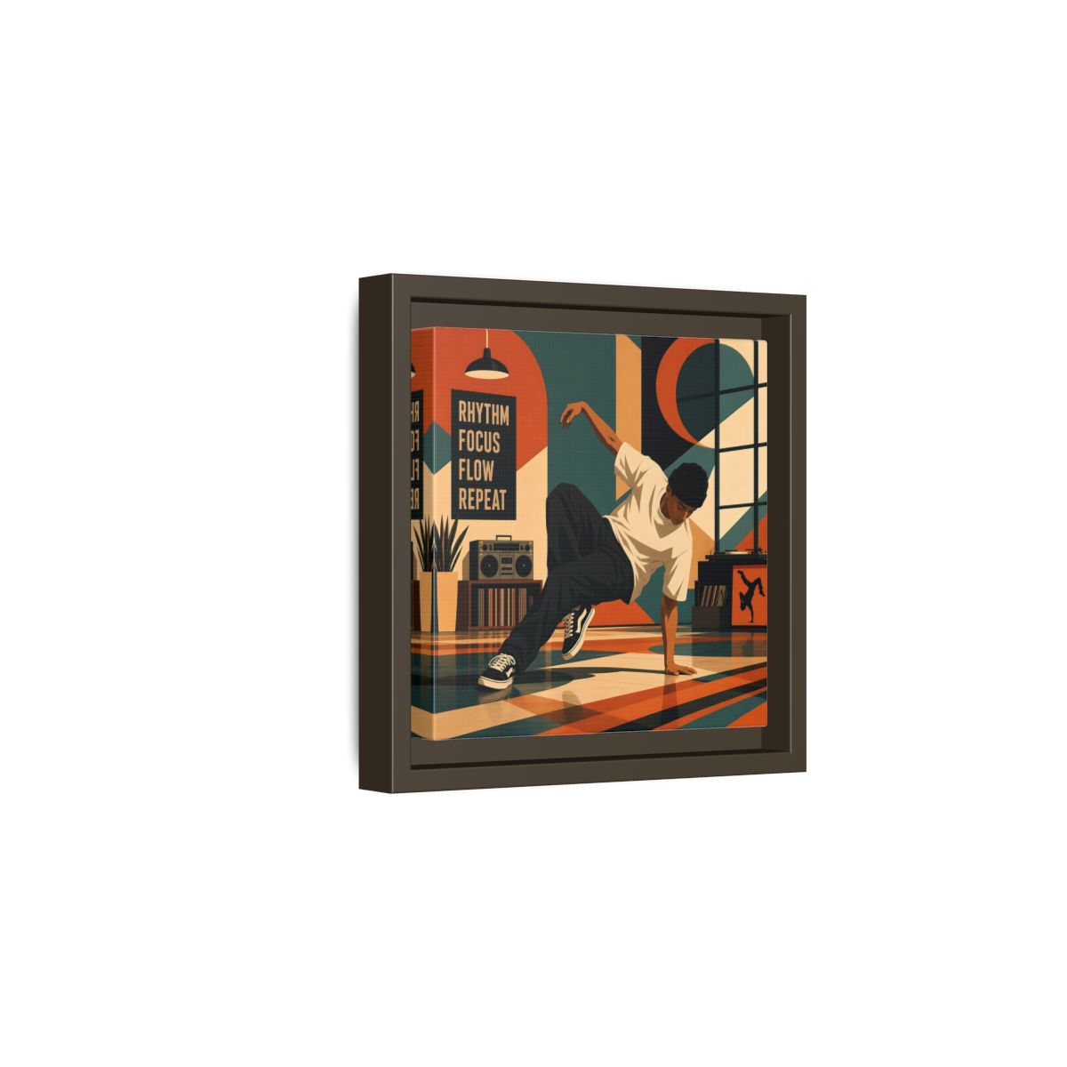 Side Mockup 2. Abstract Dancer Abstract Dance Art shown as framed canvas print