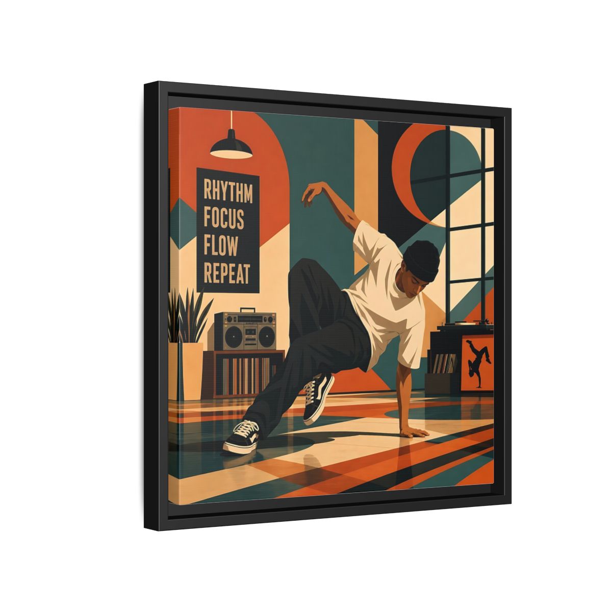 Side Mockup 15. Abstract Dancer Abstract Dance Art shown as framed canvas print