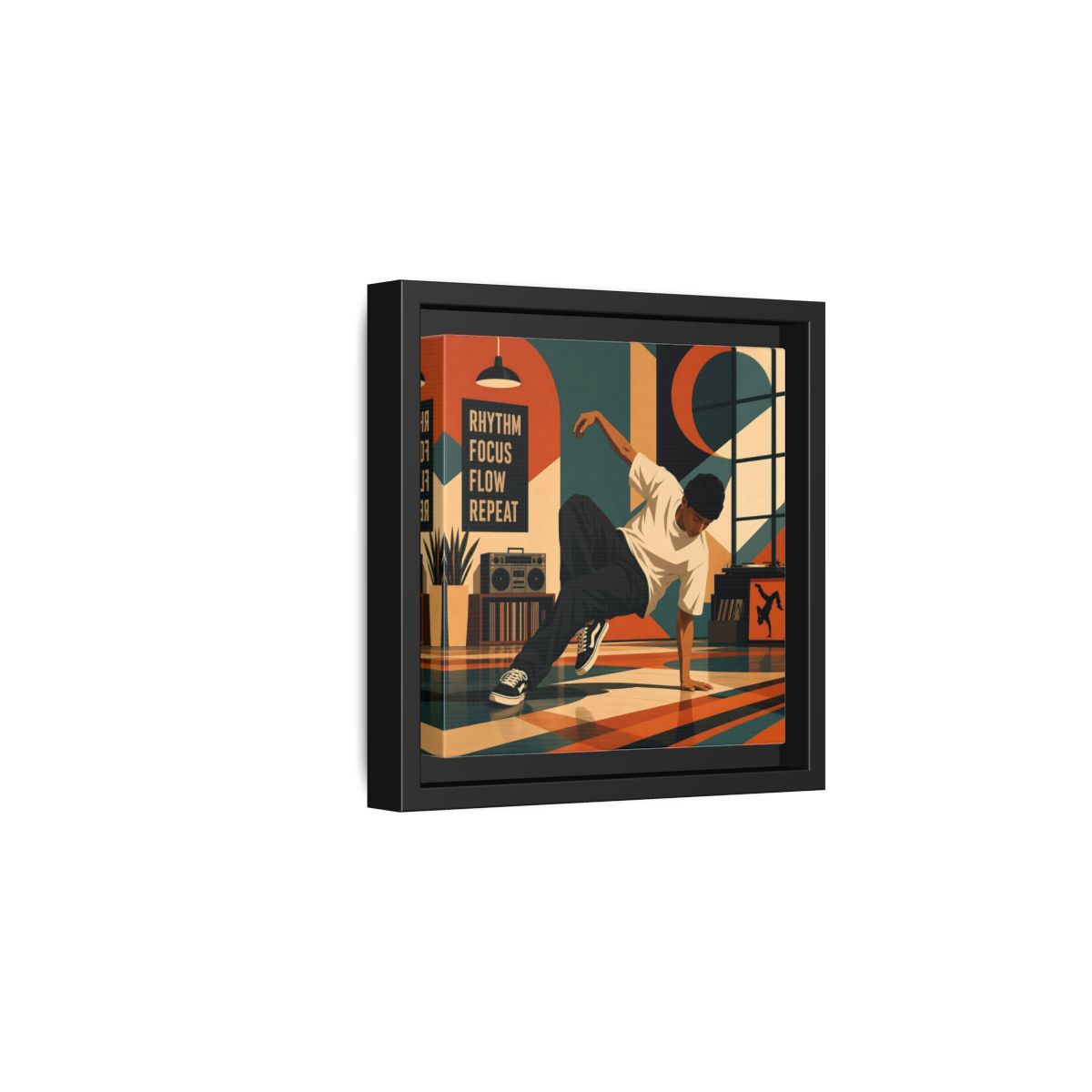 Side Mockup 3. Abstract Dancer Abstract Dance Art shown as framed canvas print