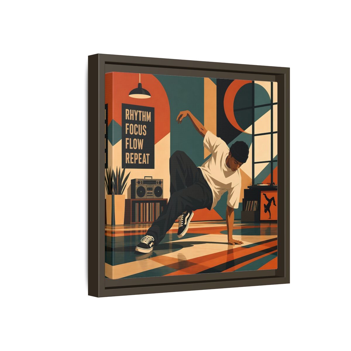 Side Mockup 17. Abstract Dancer Abstract Dance Art shown as framed canvas print
