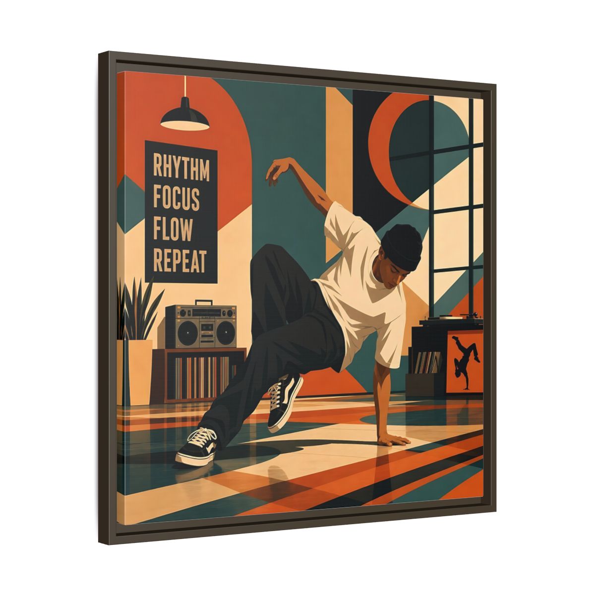 Side Mockup 27. Abstract Dancer Abstract Dance Art shown as framed canvas print