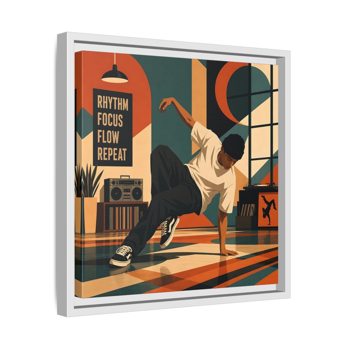 Side Mockup 28. Abstract Dancer Abstract Dance Art shown as framed canvas print