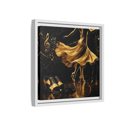 Side Mockup 16. Abstract Dancing Couple Black And Gold shown as framed canvas print