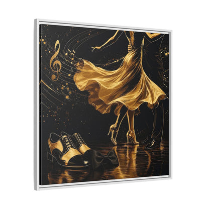 Side Mockup 25. Abstract Dancing Couple Black And Gold shown as framed canvas print