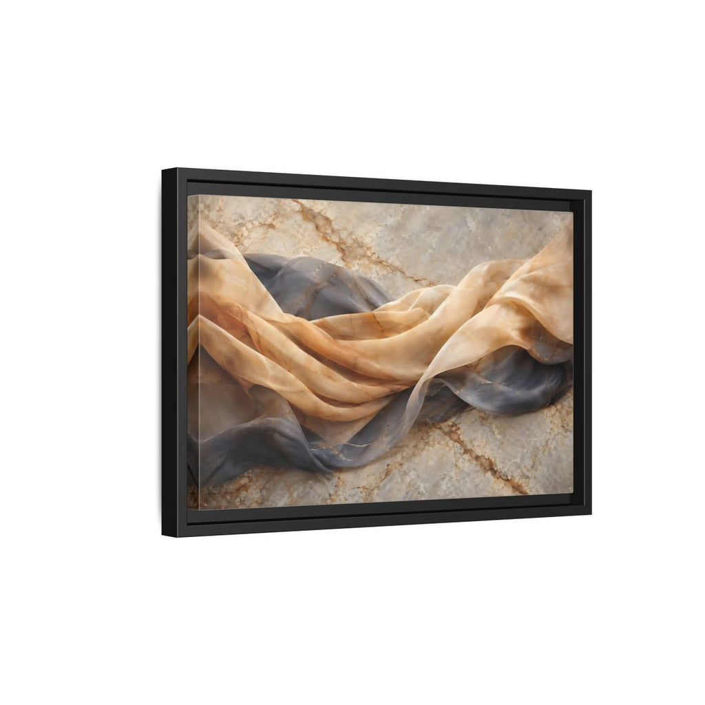 Side Mockup 6. Abstract Draped Fabric Brown And Grey shown as stretched canvas wall art