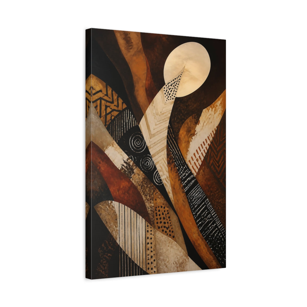 Side Mockup 3. Abstract Earthy Waves shown as canvas print