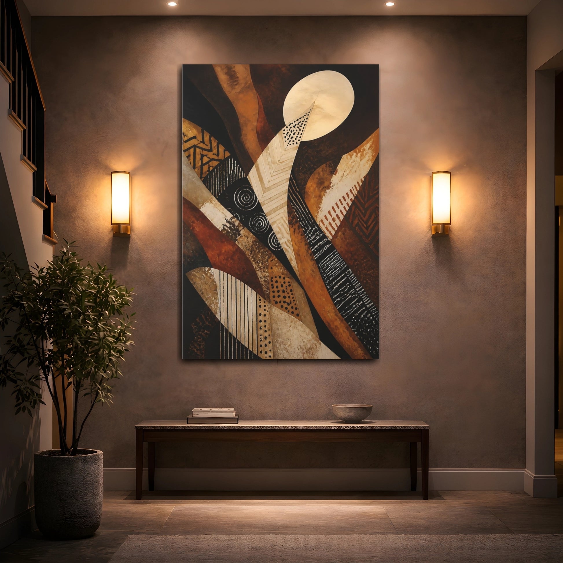 Mockup 2. Abstract Earthy Waves shown as canvas print