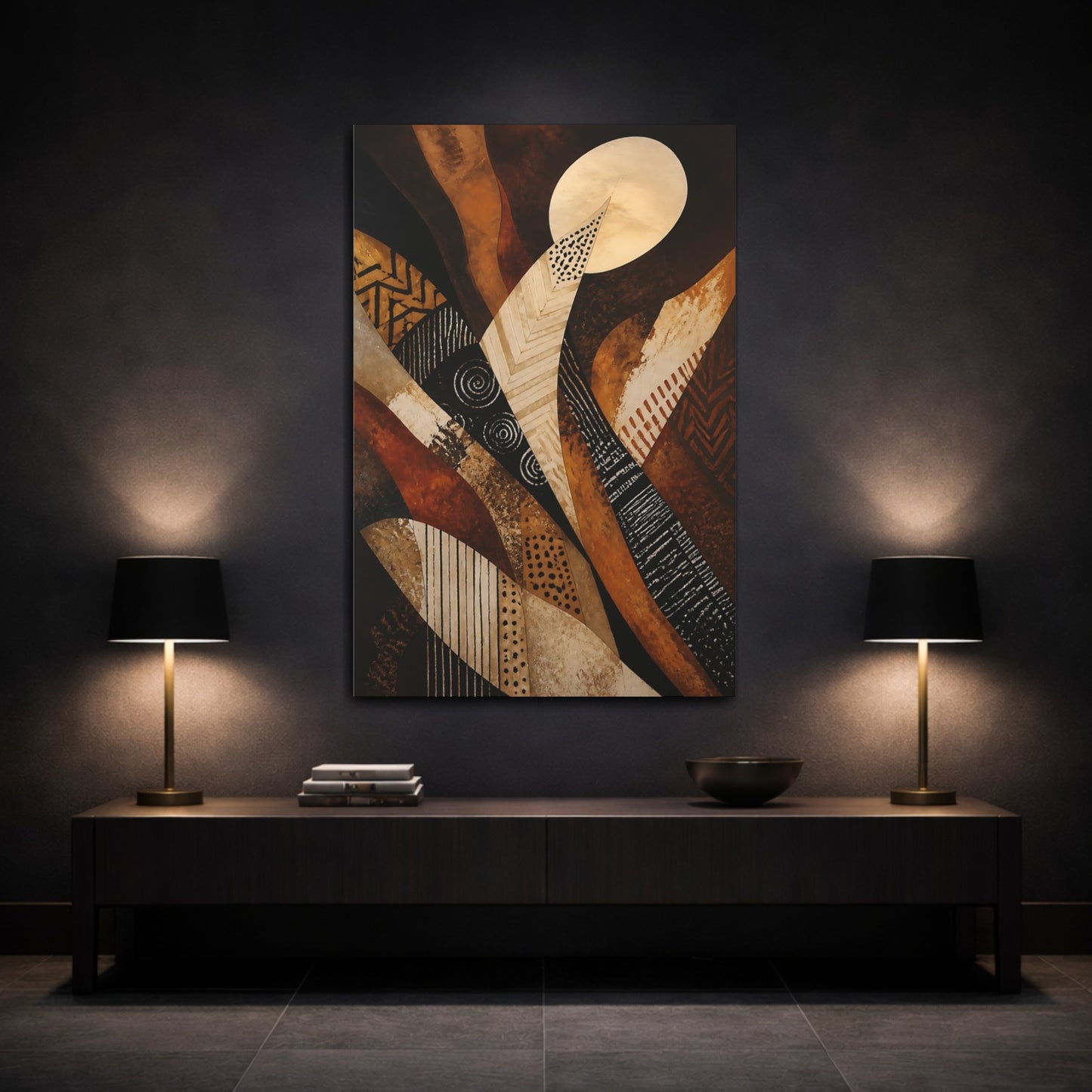 Mockup 3. Abstract Earthy Waves shown as canvas print