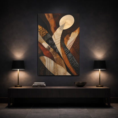 Mockup 3. Abstract Earthy Waves shown as canvas print
