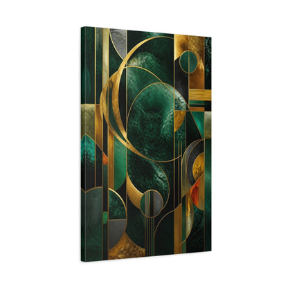 Side Mockup 2. Abstract Emerald Owl shown as canvas print