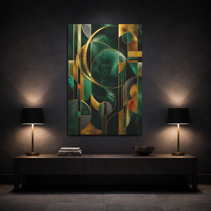 Mockup 3. Abstract Emerald Owl shown as canvas print