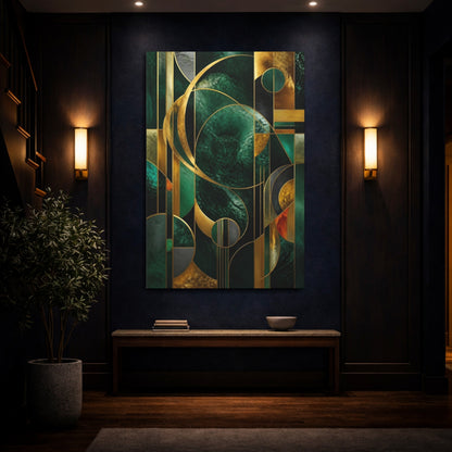 Mockup 4. Abstract Emerald Owl shown as canvas print