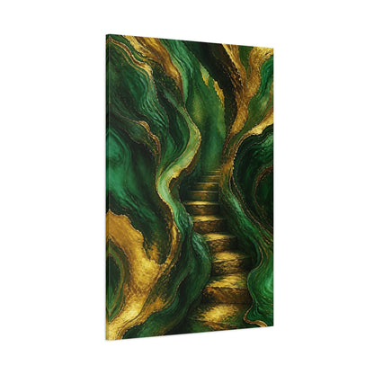 Side Mockup 1. Abstract Emerald Staircase shown as canvas print