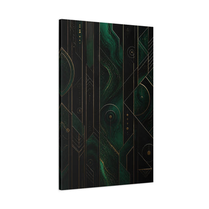 Main Mockup. Abstract Emerald Swirl shown as canvas print