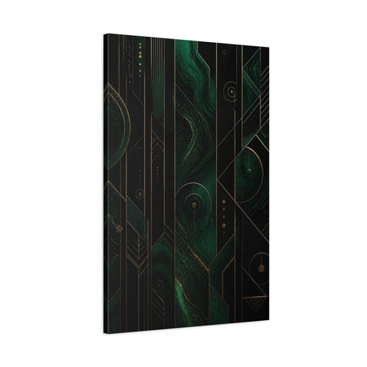 Main Mockup. Abstract Emerald Swirl shown as canvas print